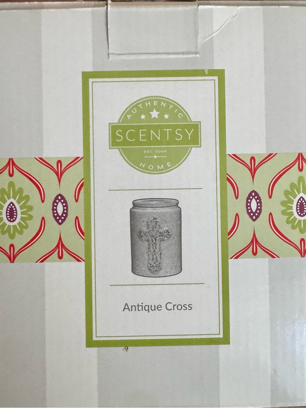 Scentsy White Antique Cross Jar Warmer